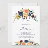 Multicolour Elegant Bloemen 90ste Verjaardagsfeest Kaart (Voorkant)