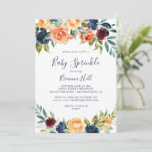 Multicolour Elegant Bloemen Baby Sprinkle Uitnodig Kaart (Staand voorkant)