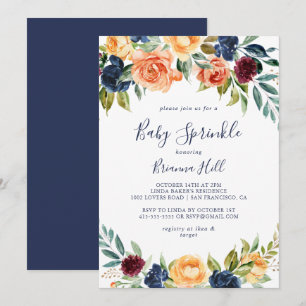 Multicolour Elegant Bloemen Baby Sprinkle Uitnodig Kaart