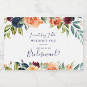 Multicolour Elegant Bloemen Bruidsmeisje voorstel Sparkling Wijnetiket (Enkel label)