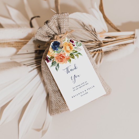 Multicolour Elegant Bloemen Bruiloft Dank u Cadeaulabel
