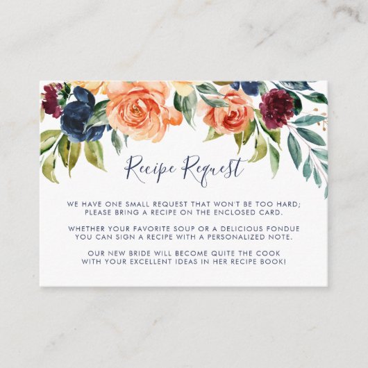 Multicolour Elegant Bloemen Bruiloft Recept Aanvra Informatiekaartje (Voorkant)