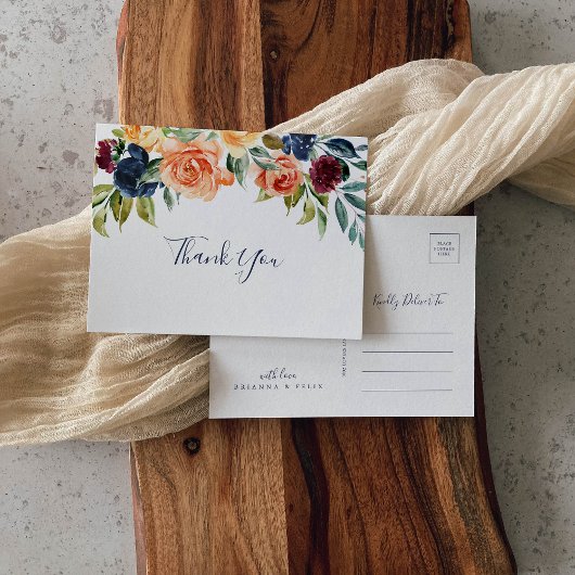 Multicolour Elegant Bloemen Dank u Briefkaart