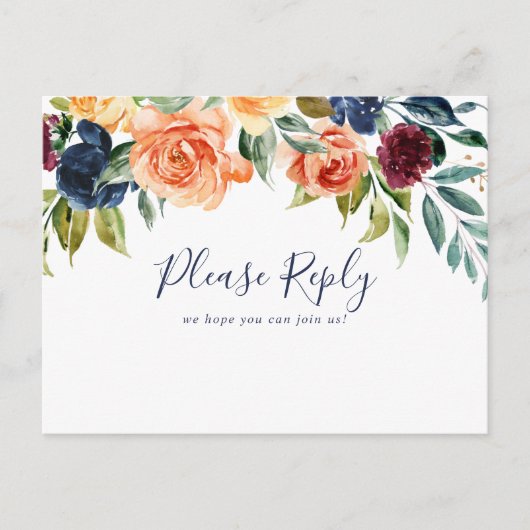 Multicolour Elegant Bloemen Menu Keuze RSVP (Voorkant)
