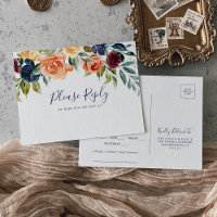 Multicolour Elegant Bloemen Menu Keuze RSVP