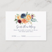 Multicolour Elegant Bloemen Raad hoeveel Game Kaar Visitekaartje (Voorkant)