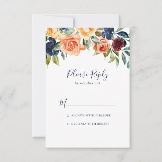 Multicolour Elegant Bloemen RSVP (Voorkant)