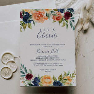 Multicolour Elegant Floral Laten we feest vieren Kaart
