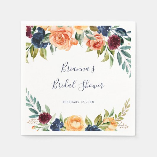 Multicolour Elegant Floral Vrijgezellenfeest serve Servet (Voorkant)