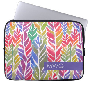 Multicolour Feather Pattern Monogram iPad-hoes Laptop Sleeve