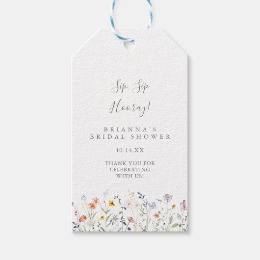 Multicolour Floral Sip Hooray Vrijgezellenfeest Cadeaulabel (Voorkant)