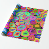 Multicolour Funky Circles Olieverf Stijl Cadeaupapier (Uitgerold)