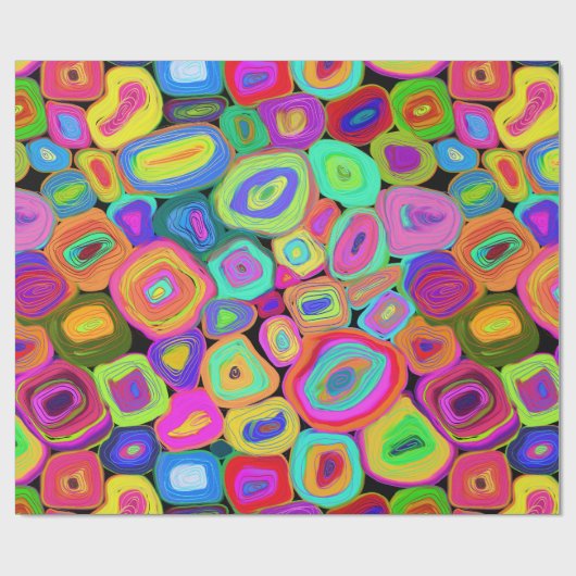 Multicolour Funky Circles Olieverf Stijl Cadeaupapier (Vlak)