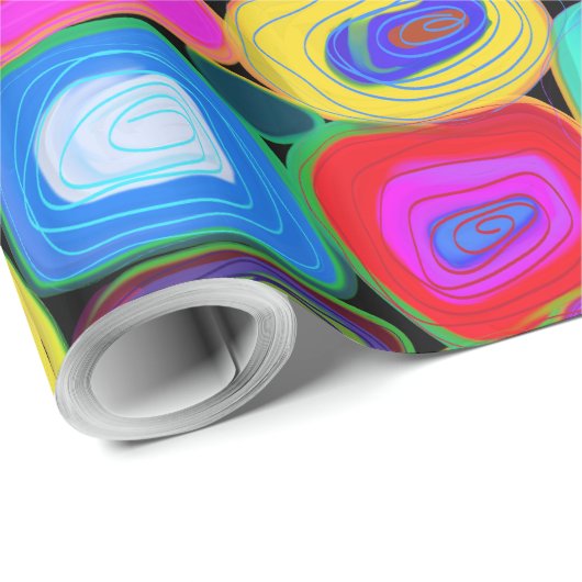 Multicolour Funky Circles Olieverf Stijl Cadeaupapier (Rol Hoek)