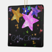 Multicolour glanzende sterren- Vrolijk Kerstfeest! Keramisch Ornament (Links)