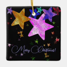 Multicolour glanzende sterren- Vrolijk Kerstfeest! Keramisch Ornament