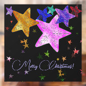 Multicolour glanzende sterren- Vrolijk Kerstfeest! Raamsticker (Vel 2)