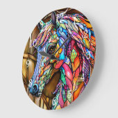Multicolour Glas in lood Mozaïek Stijl Paard 14 Grote Klok (Hoek)