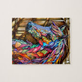 Multicolour Glas in lood Mozaïek Stijl Paard 14 Legpuzzel (Horizontaal)