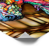 Multicolour Glas in lood Mozaïek Stijl Paard 14 Poster (Hoek)