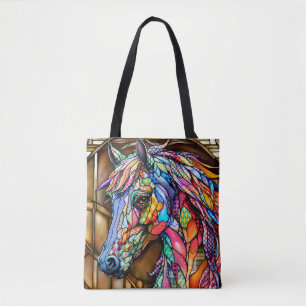 Multicolour Glas in lood Mozaïek Stijl Paard 14 Tote Bag
