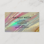 Multicolour holografische opaal steen en glanzend  visitekaartje (Achterkant)