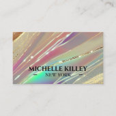 Multicolour holografische opaal steen en glanzend  visitekaartje (Voorkant)