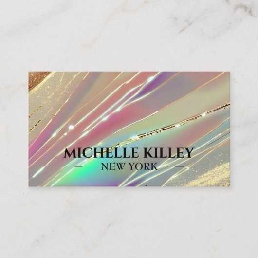 Multicolour holografische opaal steen en glanzend visitekaartje (Voorkant)