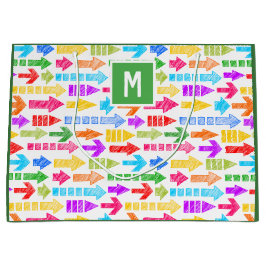 Multicolour Modern Geometrisch Pijlpatroon Monogra Groot Cadeauzakje