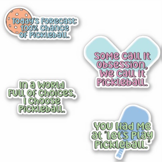 Multicolour Pickleball Speler Kleurrijke Sticker P (Voorkant)