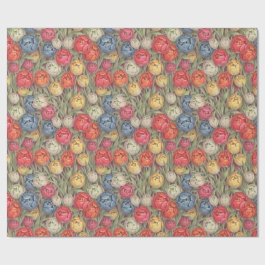 Multicolour potlood getekende tulpen cadeaupapier (Vlak)