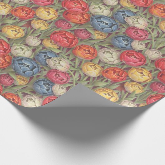 Multicolour potlood getekende tulpen cadeaupapier (Hoek)