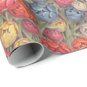 Multicolour potlood getekende tulpen cadeaupapier (Rol Hoek)