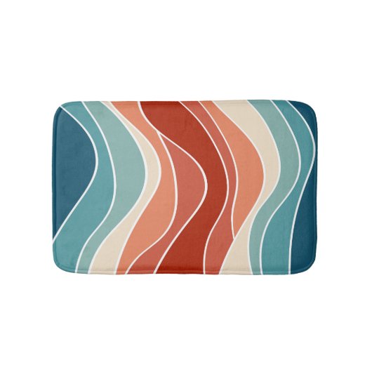 Multicolour retro stijl golven badmat (Voorkant)