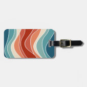 Multicolour retro stijl golven bagagelabel (Voorkant horizontaal)