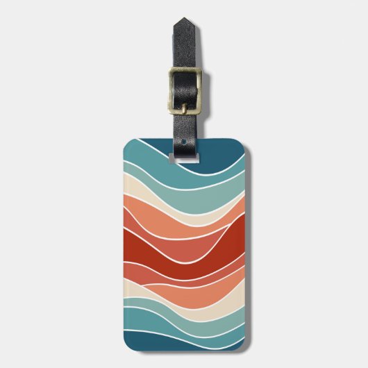 Multicolour retro stijl golven bagagelabel (Voorkant verticaal)