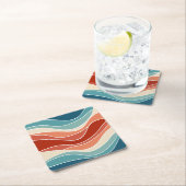 Multicolour retro stijl golven kartonnen onderzetters (Insitu)