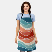 Multicolour retro stijl golven schort (Gedragen)