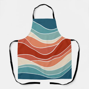 Multicolour retro stijl golven schort