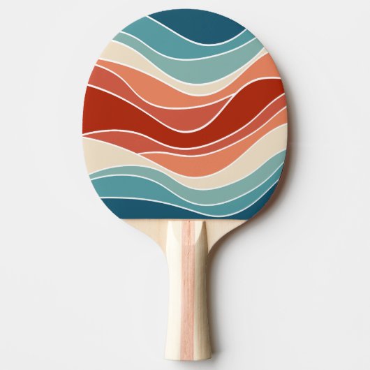Multicolour retro stijl golven tafeltennisbatje (Voorkant)