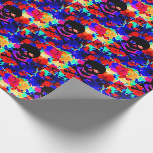 Multicolour schedel en cross botten Pirate Print Cadeaupapier (Hoek)