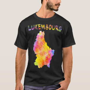 Multicolour Waterverf Luxemburg Kaart Digitale Art T-shirt
