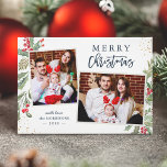 Multicore Winter Berries - Kerstfamilie - Foto Feestdagenkaart<br><div class="desc">Stuur uw kerstwensen/bericht met deze Winter Mistletoe Botanische Fotokaarten met Waterverf Bloemen en Bessen met een beetje Gouden Confetti om uw groetbericht te markeren.</div>