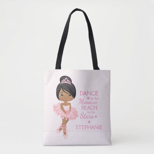 Multicultural Ballerina Personalized Tote Bag (Voorkant)