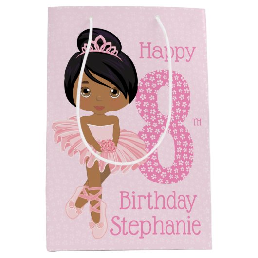 Multicultural Birthday Ballerina Medium Gift Bag Medium Cadeauzakje (Voorkant)