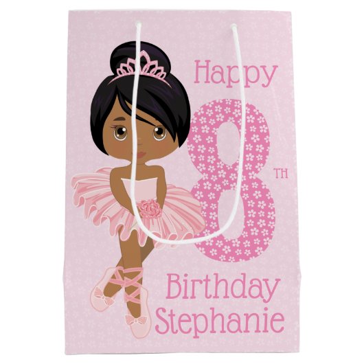 Multicultural Birthday Ballerina Medium Gift Bag Medium Cadeauzakje (Achterkant)