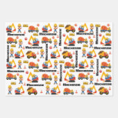 Multicultural Boy Construction Personalized Inpakpapier Vel (Voorkant 2)