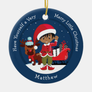 Multicultural Boy Elf Keramisch Ornament