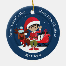 Multicultural Boy Elf Keramisch Ornament