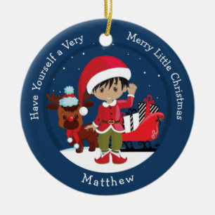 Multicultural Boy Elf Keramisch Ornament